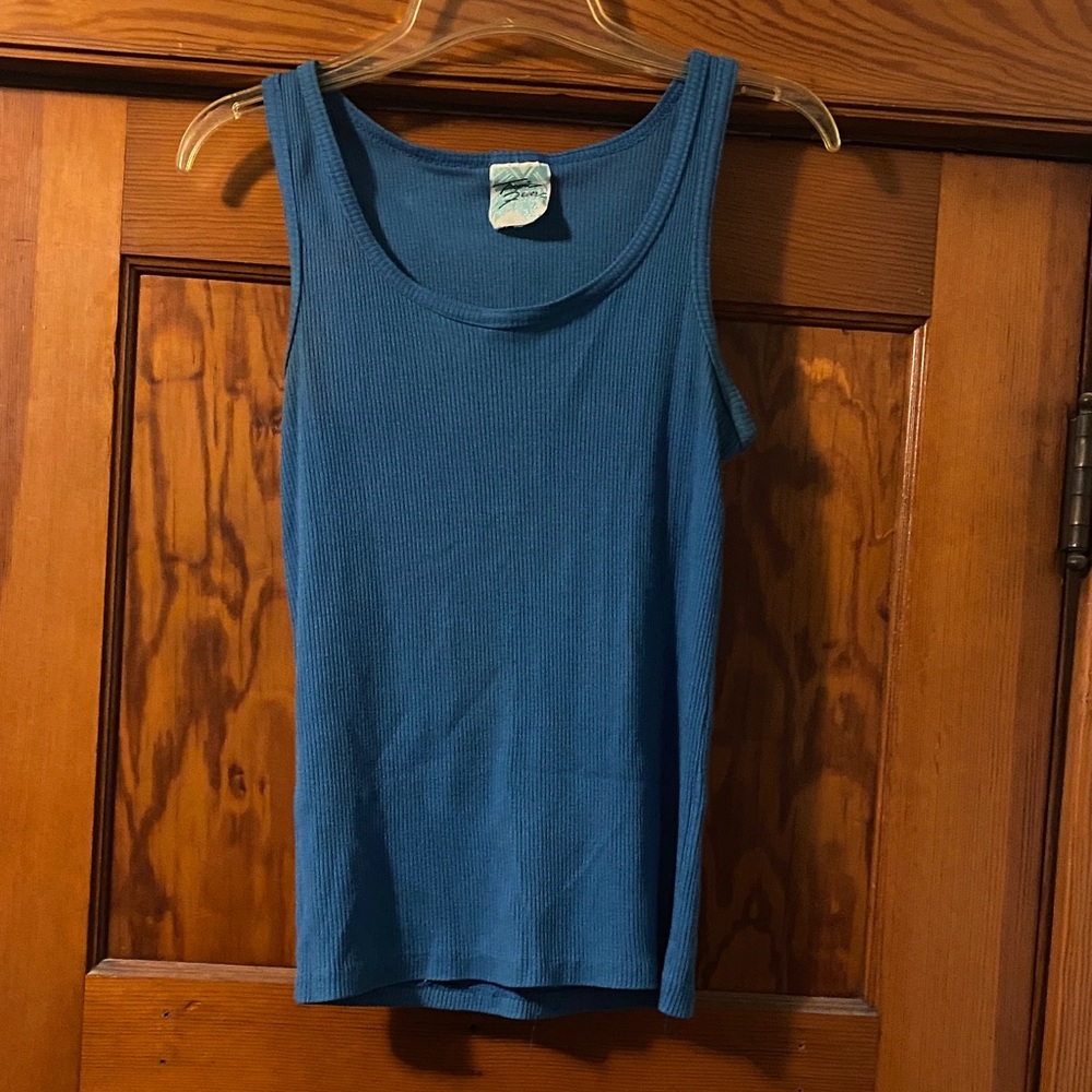 Elegant Teal Ribbed Tank Top